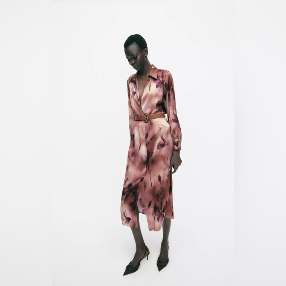 Zara Belted Midi Dress NWT